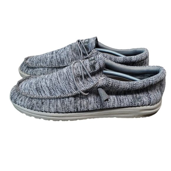 Hey Dude Shoes Mens Size 12 Gray Wally B Sox Slip-On Textile Loafers - Picture 1 of 9